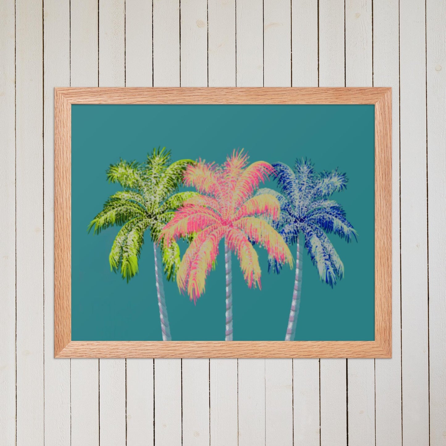 Tropical Palm Tree Wall Art | Vibrant Coastal Print – Framed or Unframed