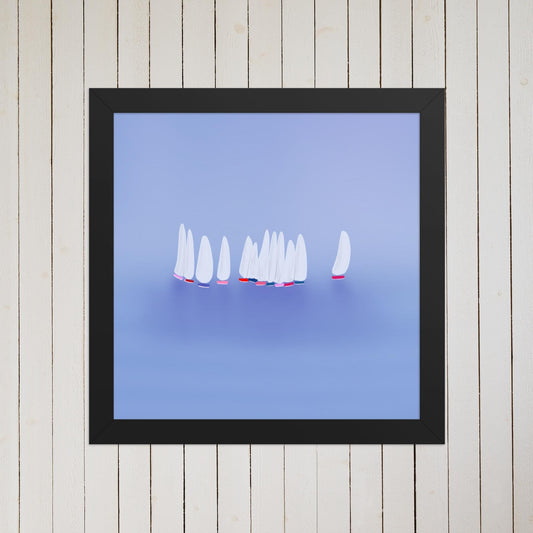 Sailboats Art Print: Coastal Nautical Seascape Painting