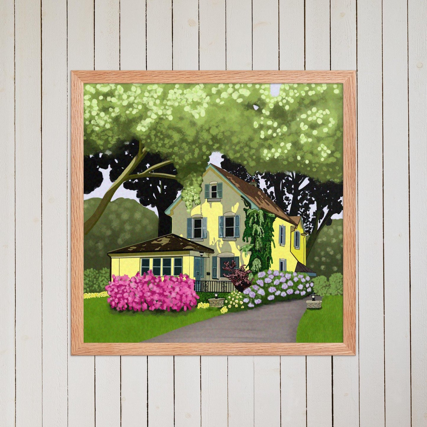 Yellow Cottage Garden Art Print | Hand-Painted Summer Home Wall Decor