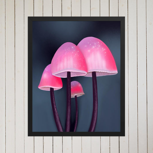 Pink Mushroom Art Print | Fantasy Cottagecore Wall Decor