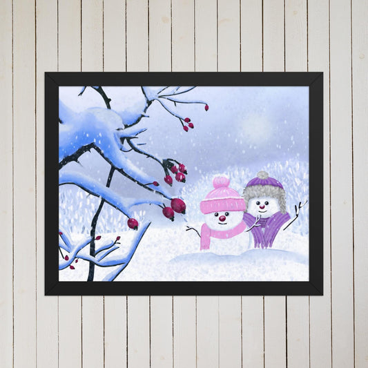 Snowman Winter Day Art Print: Whimsical Holiday Decor