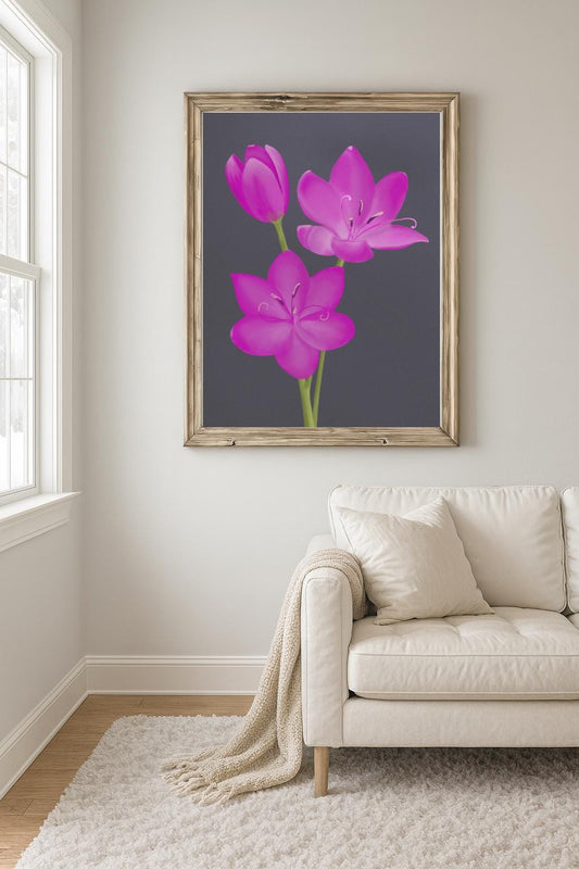 Pink Lily Art Print – Hand-Painted Botanical Illustration | Floral Wall Decor
