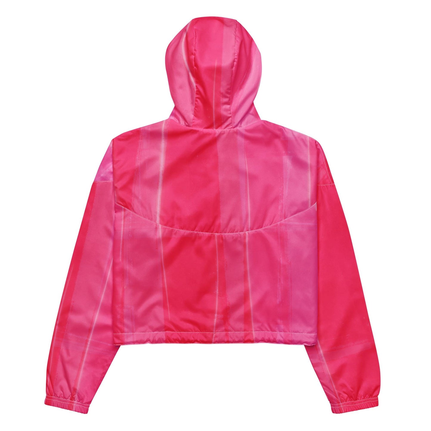 Hot Pink Cropped Windbreaker Hoodie – Women's Water-Resistant Athletic Jacket