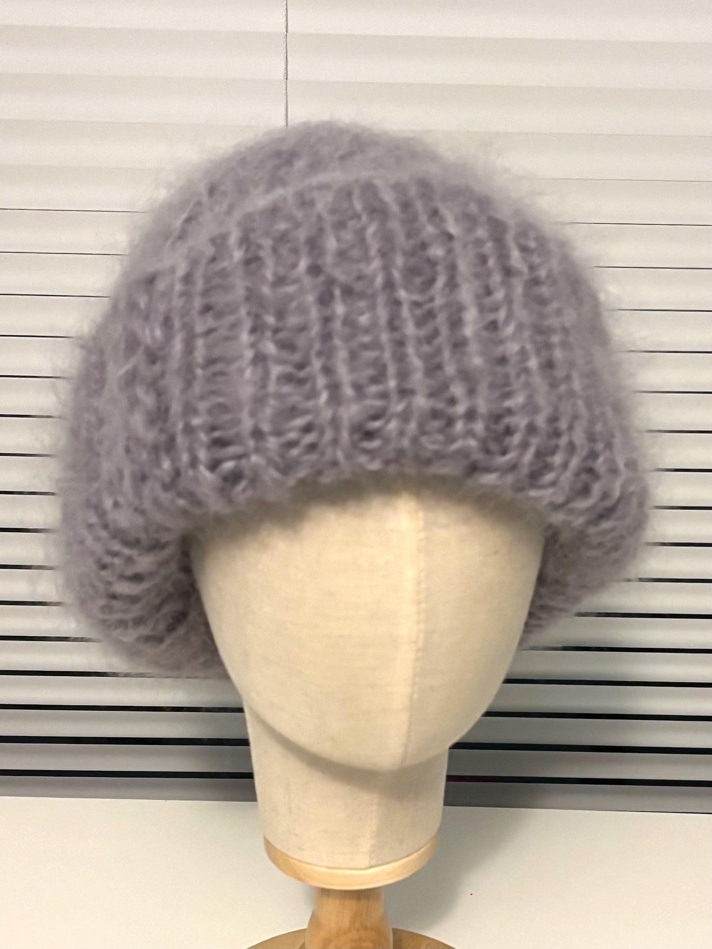 Hand-Knit Mohair Toque: Luxurious Grey Winter Hat, Made in Canada
