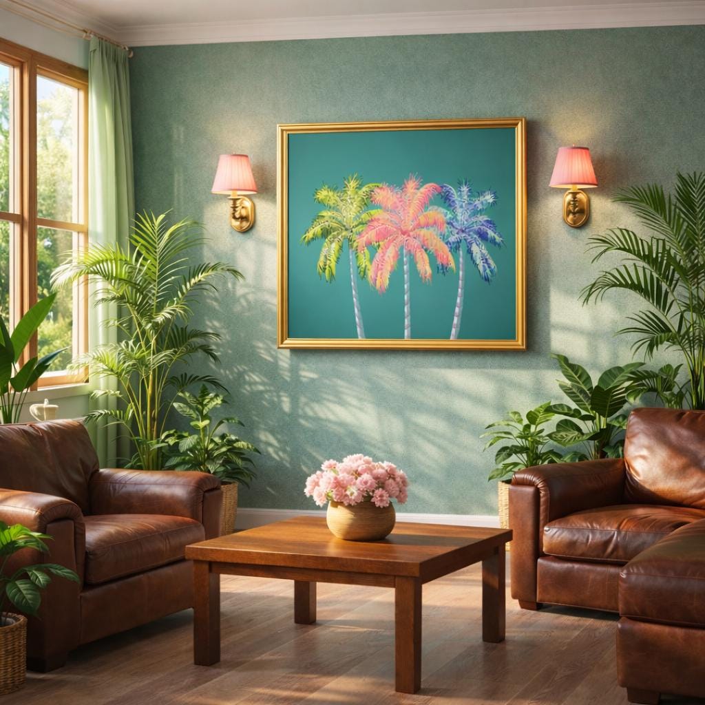 Tropical Palm Tree Wall Art | Vibrant Coastal Print – Framed or Unframed