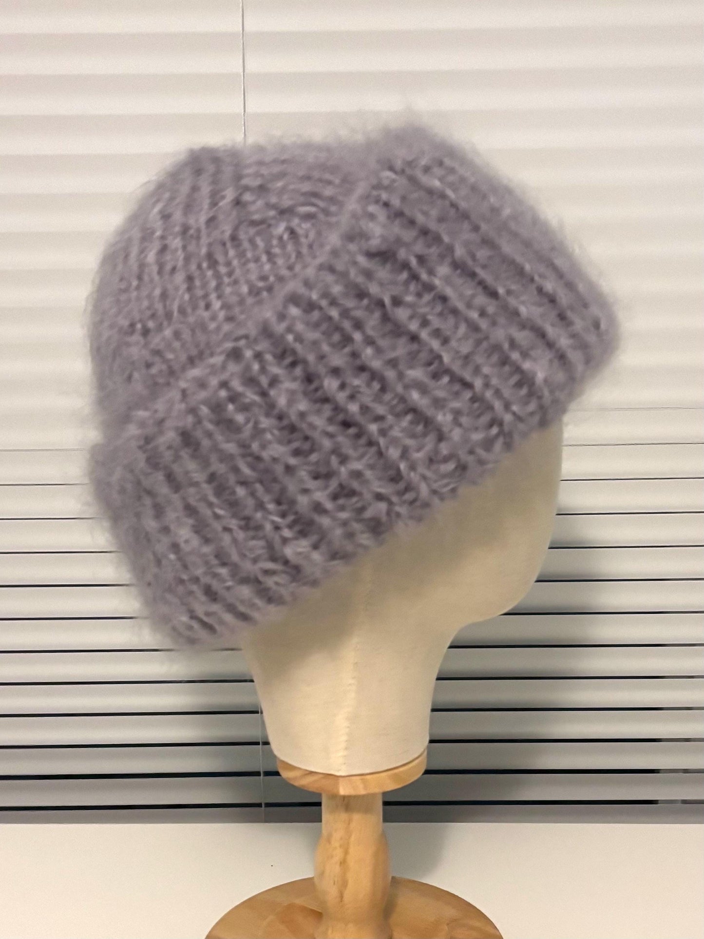 Hand-Knit Mohair Toque: Luxurious Grey Winter Hat, Made in Canada