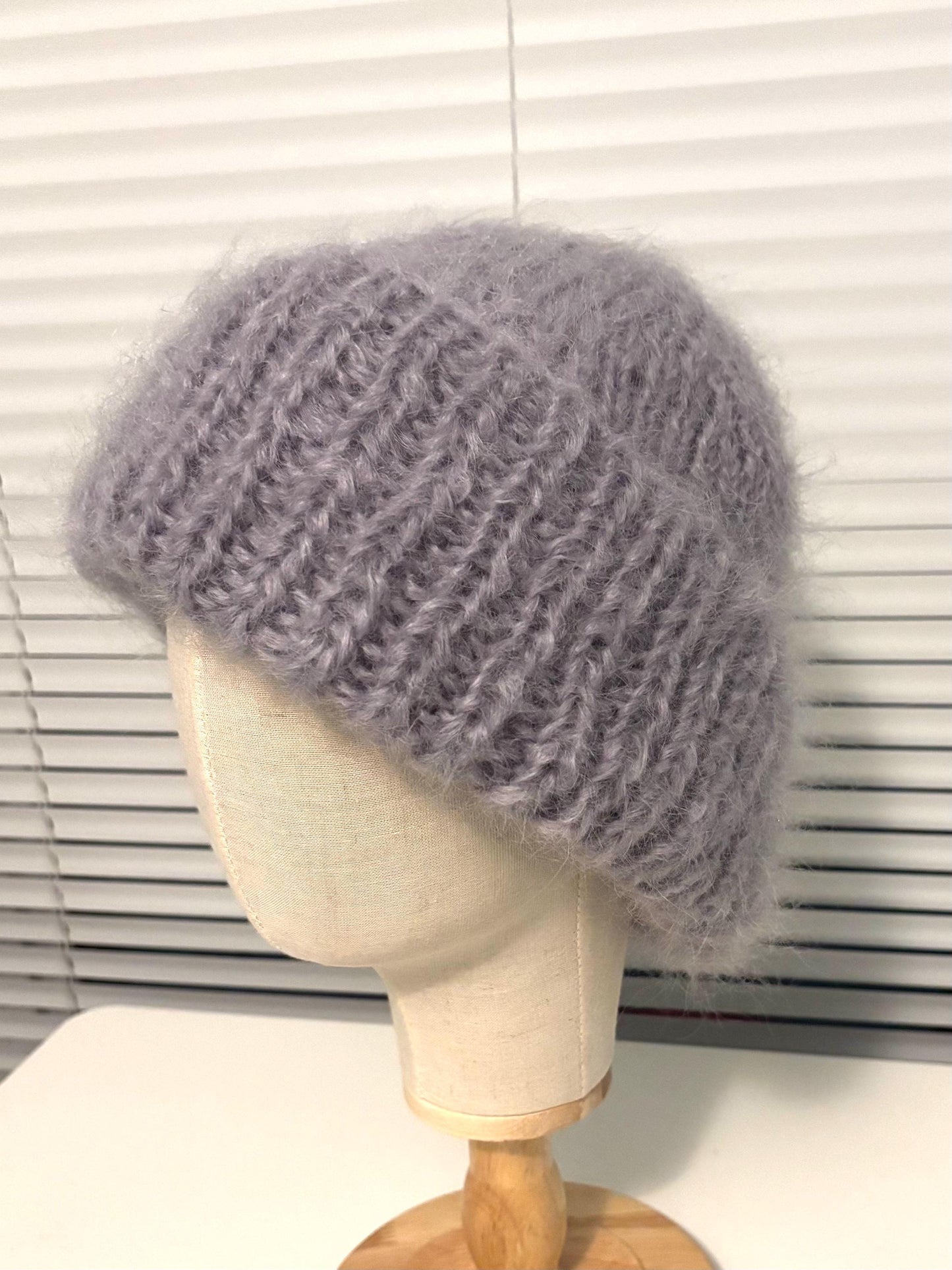Hand-Knit Mohair Toque: Luxurious Grey Winter Hat, Made in Canada