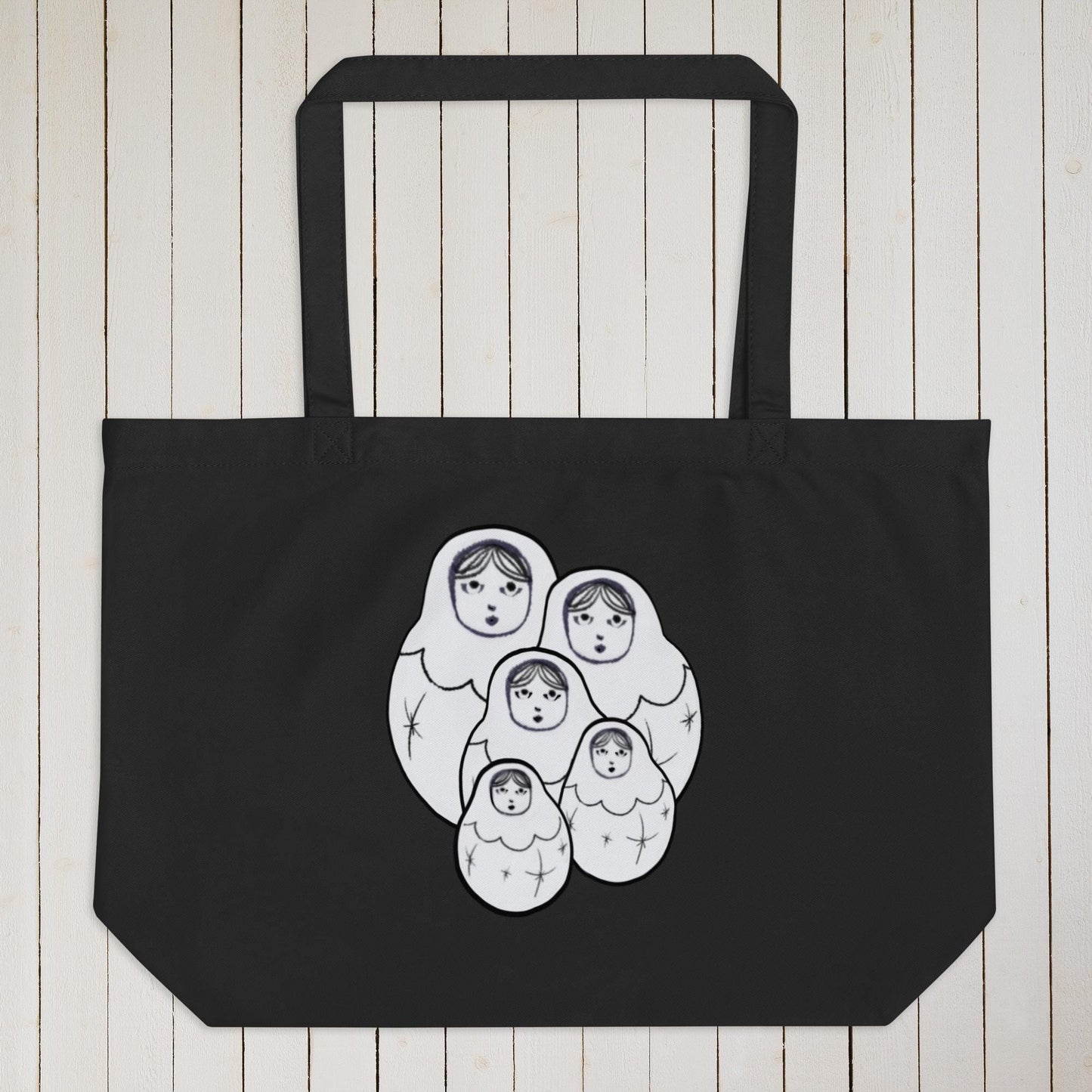 Russian Nesting Dolls Large Organic Cotton Tote Bag | Eco-Friendly & Reusable