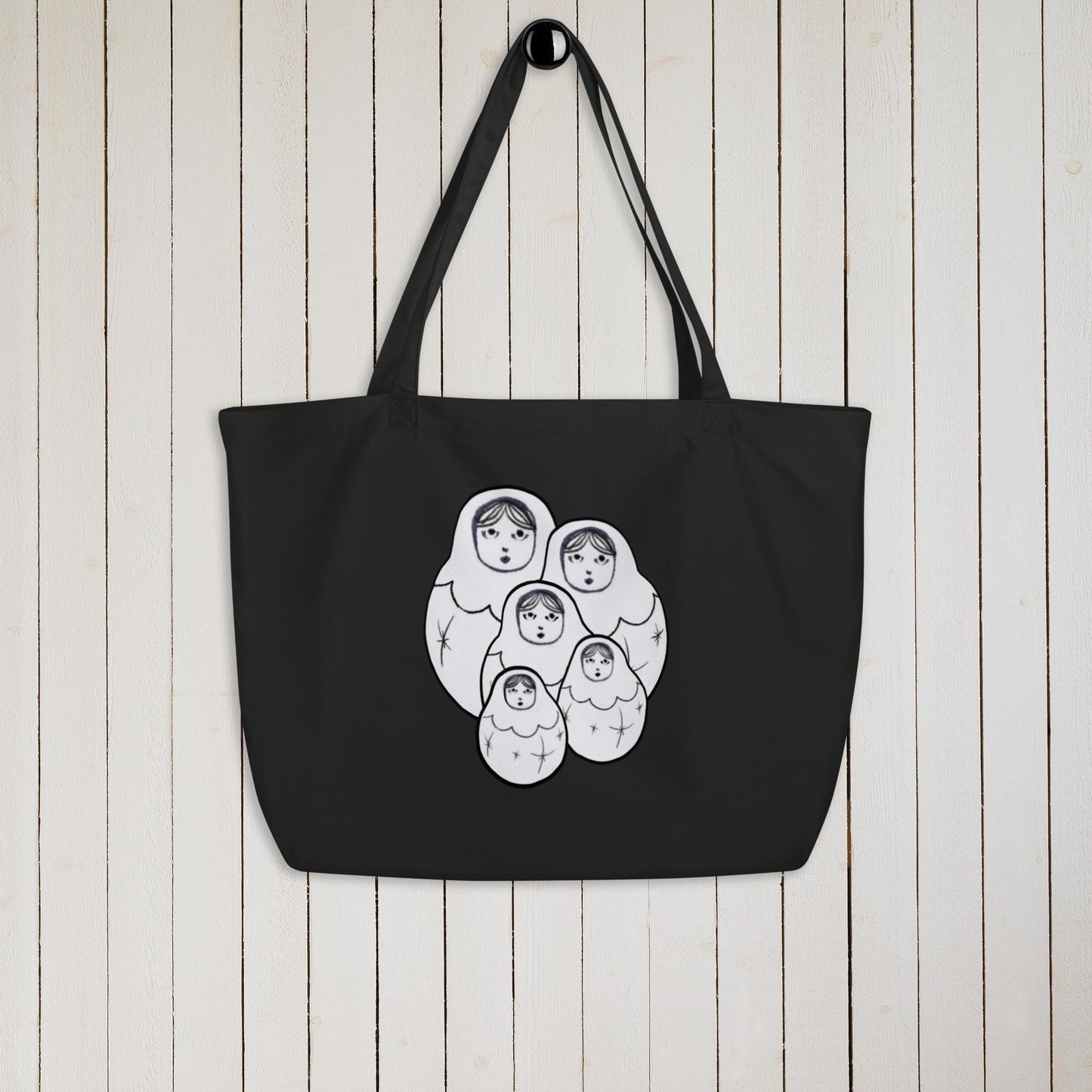 Russian Nesting Dolls Large Organic Cotton Tote Bag | Eco-Friendly & Reusable