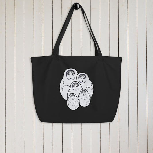 Russian Nesting Dolls Large organic tote bag, Eco-Friendly Groceries & Travel
