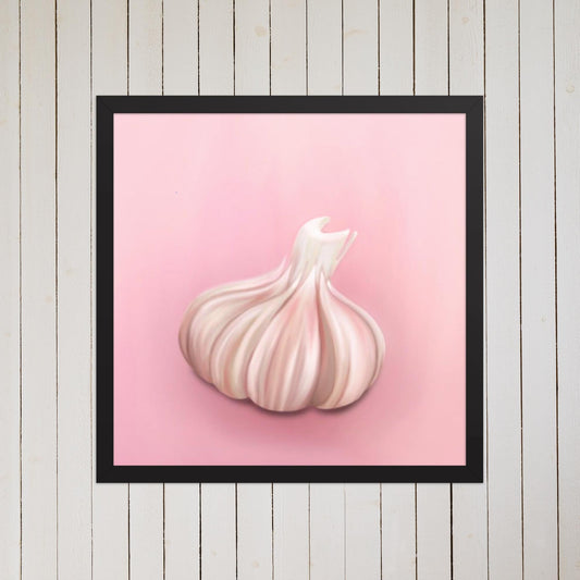 Pink Garlic Bulb Wall Art – Whimsical Kitchen Print