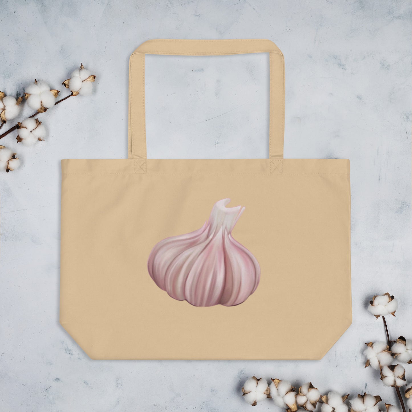Garlic Bulb Large Organic Cotton Tote Bag | Eco-Friendly & Reusable