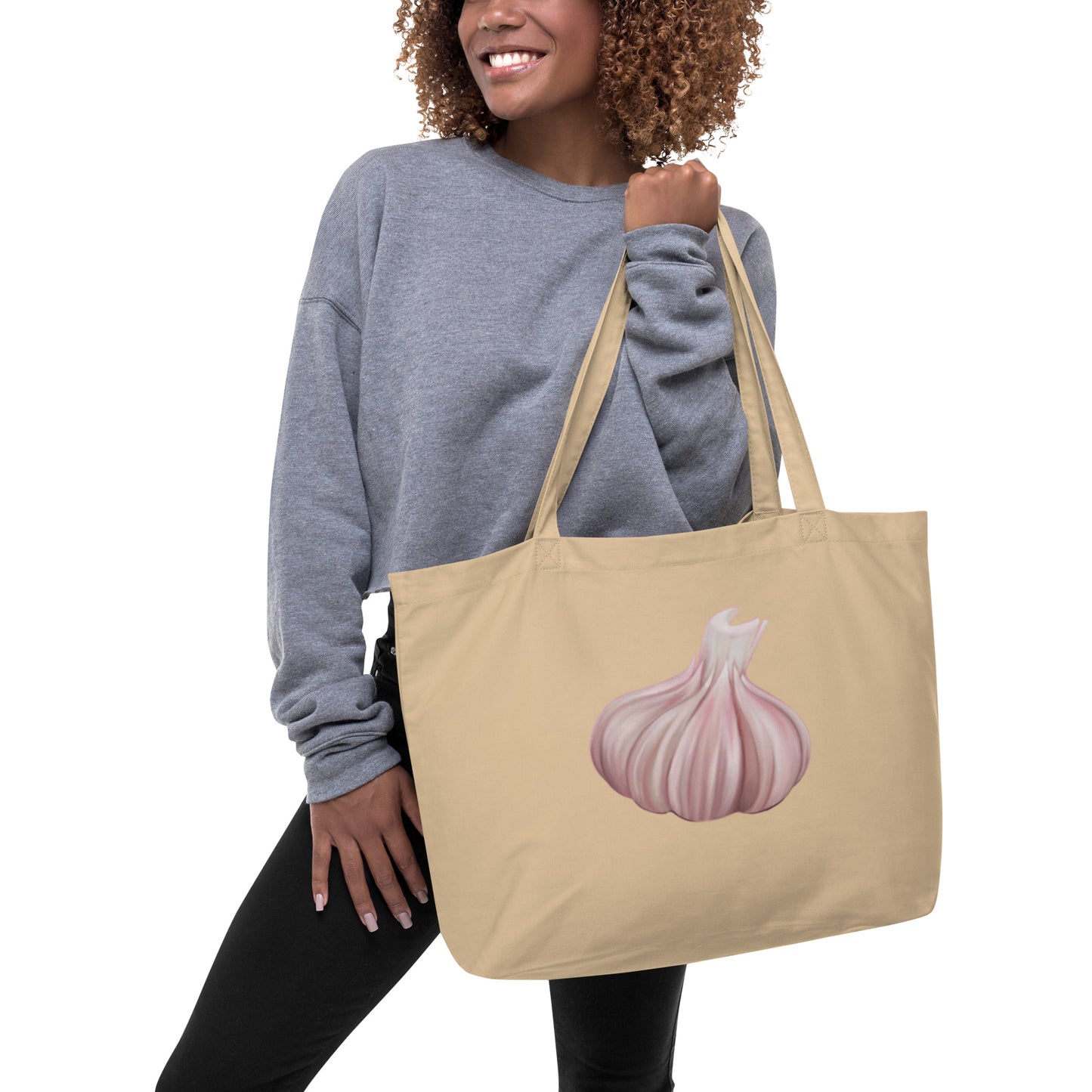 Garlic Bulb Large Organic Cotton Tote Bag | Eco-Friendly & Reusable